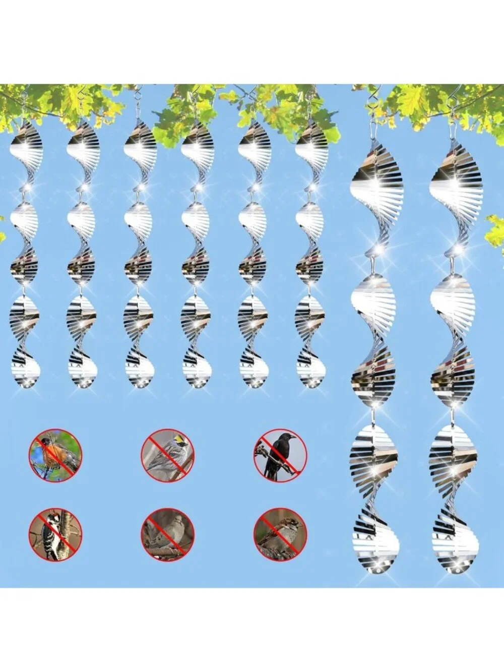 24 PCS Outdoor Bird Deterrents - 3D Wind Spinners & Reflective Discs Set